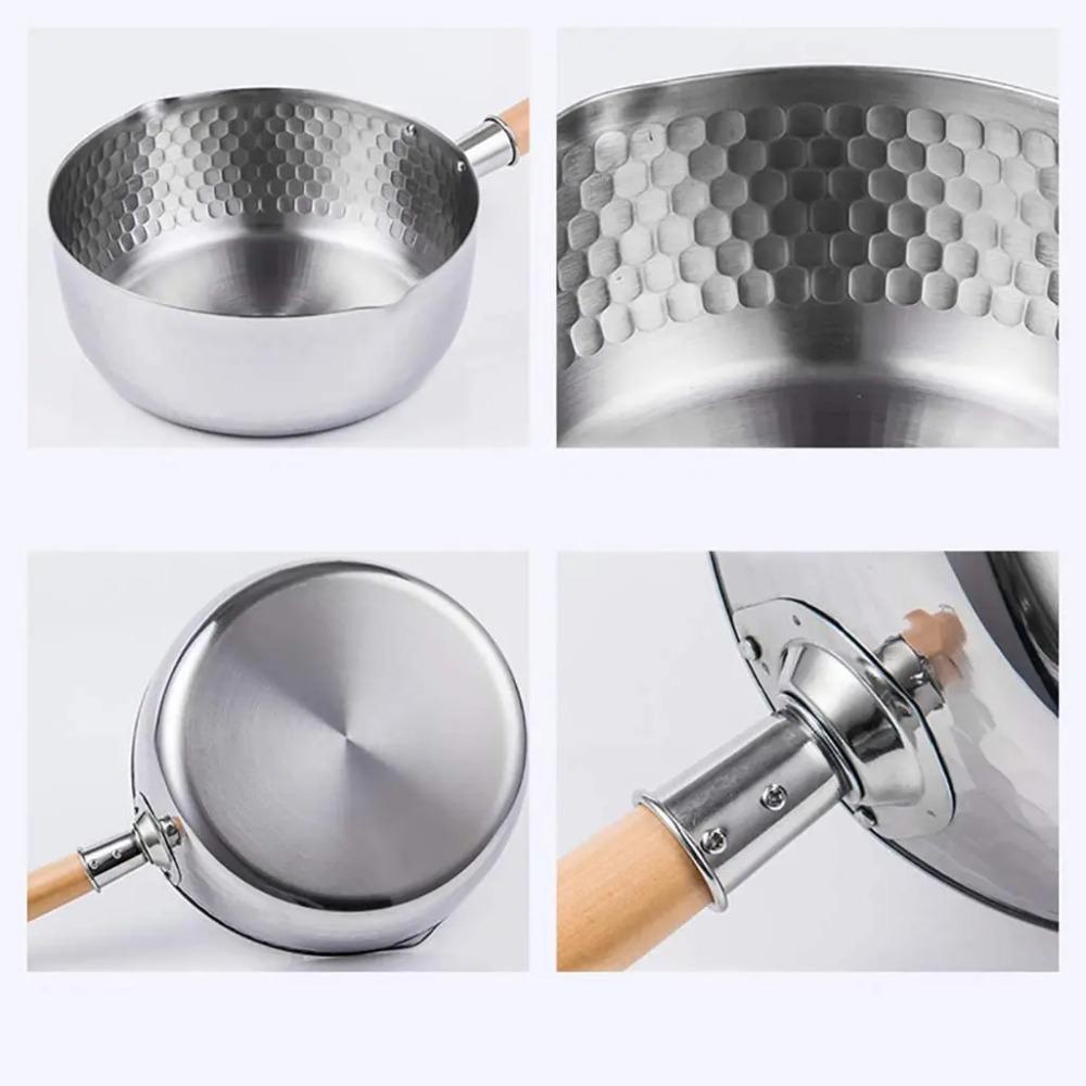Yukihira Pan Stainless Steel Yukihira Saucepan with Lid Yukihira Pot with Hook Japanese Milk Pot Sauce Pot Cooking Pot