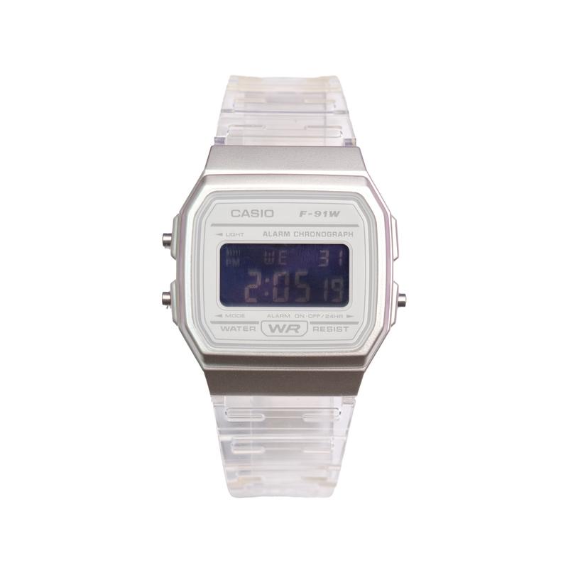 CASIO Customized watch modified series metal texture screen electronic movement resin strap same style for men and women purple dia F-91WS-7DF