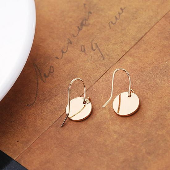 E799 Minimalist Geometric Metal Mini Disc Round Earrings for Women