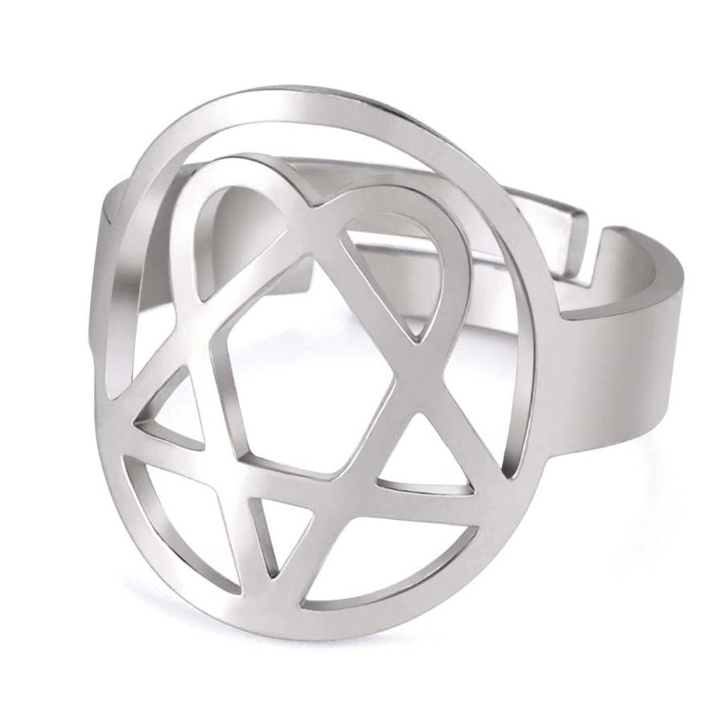 

LIKGREAT Fashion Hexagram Heart Adjustable Ring Stainless Steel Star of David Pentagram Geometry Je Jewelry Gifts Wholesale resizable