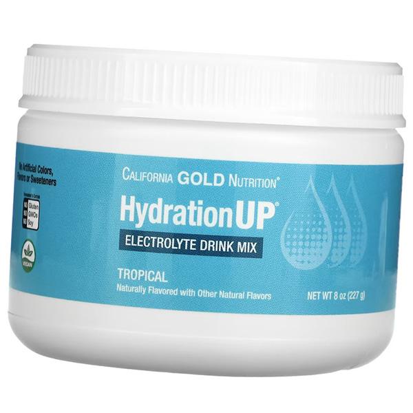 

Порошок для приготування електролітичного напою, HydrationUP Electrolyte Drink Mix Powder, California Gold Nutrition (15427001) 227g Tropical