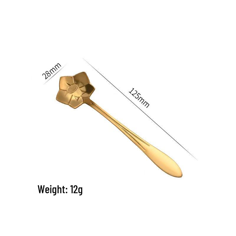 Cherry Blossom Stainless Steel Long Handle Stirring Spoon for Coffee, Dessert, and Honey