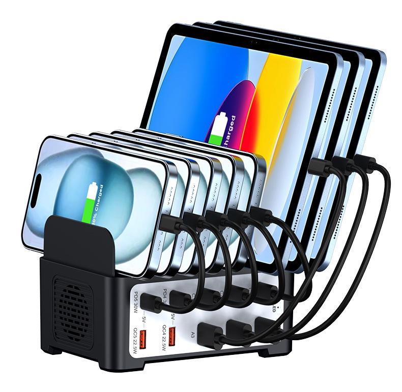 Desktop 120W Multi-Port Charger: 10-Port USB Fast Charging Station for Phone & Laptop, 5C+5A.
