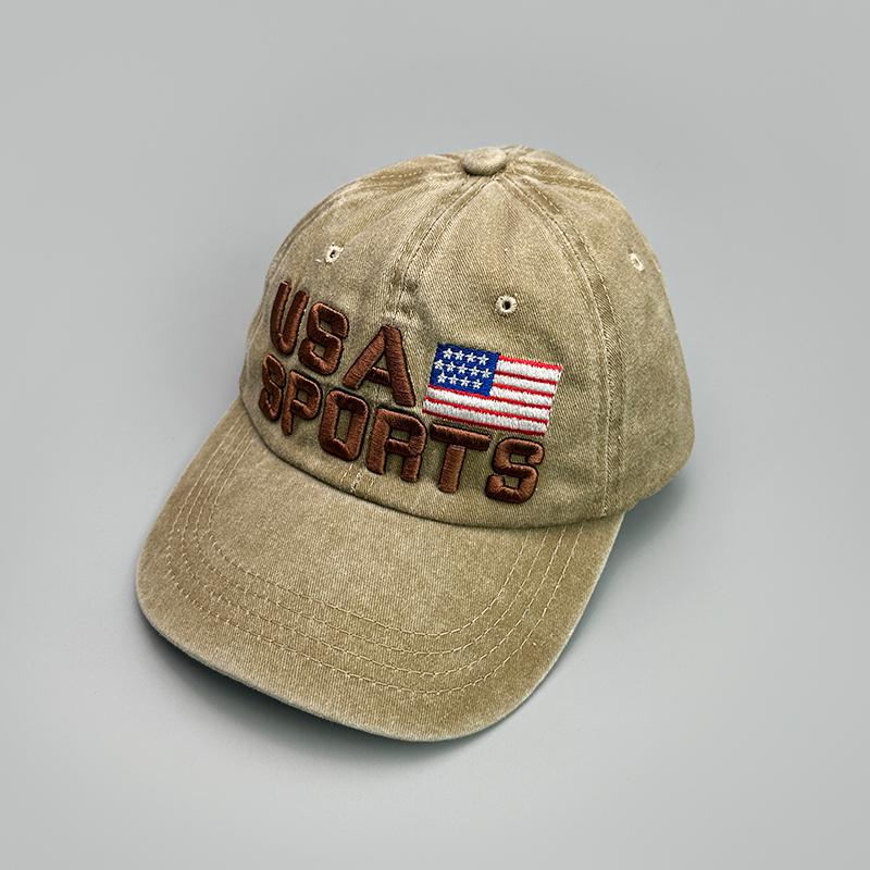 Amerikanische Flagge Stickerei Baseballkappen Gebrochen Neu Unisex Retro Atmungsaktiv Sonnenschutz Persönlich Vielseitig Mode Schirmmützen