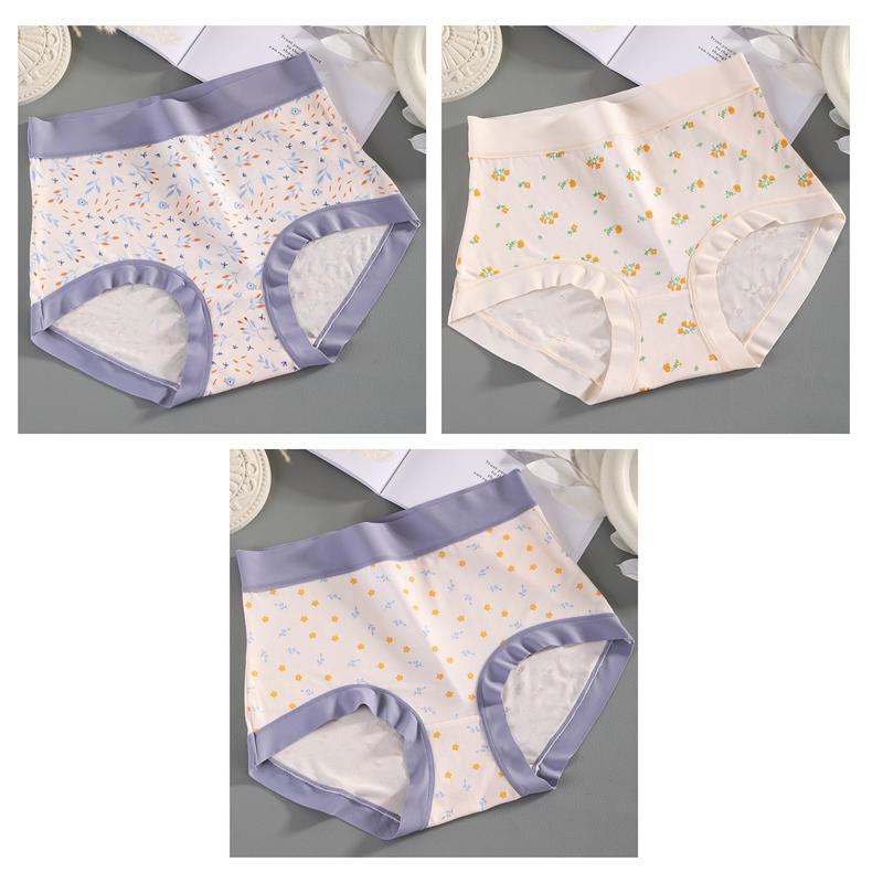 3 Pack High Waist Women Printing Underwear Stretchy Modal Panties Breathable Comfortable Soft Ladies Briefs Plus Size Fit 40kg To 100kg