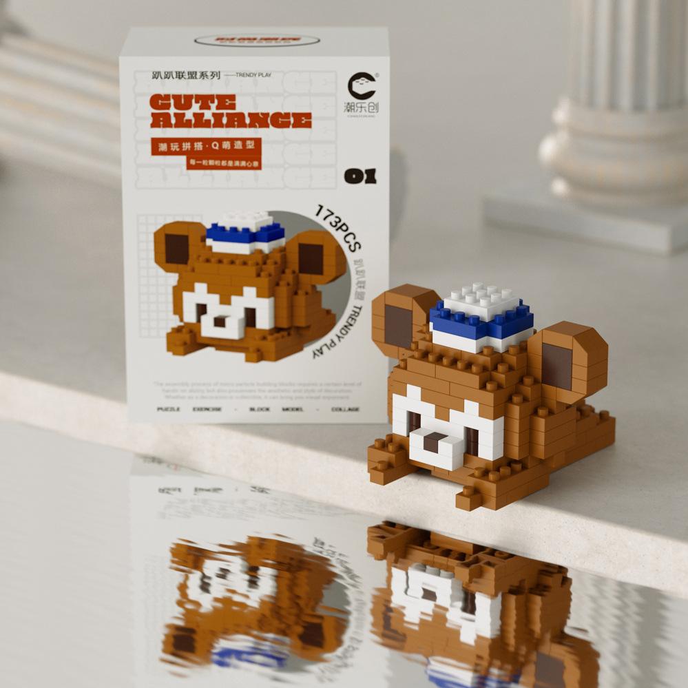 Süßer Mini auf der Vorderseite liegend Disney Mickey Bausteine Batman Kleiner Panda Stein 3D Süße Kuromi Sanrio Modell Spielzeug Für Kinder Geschenk