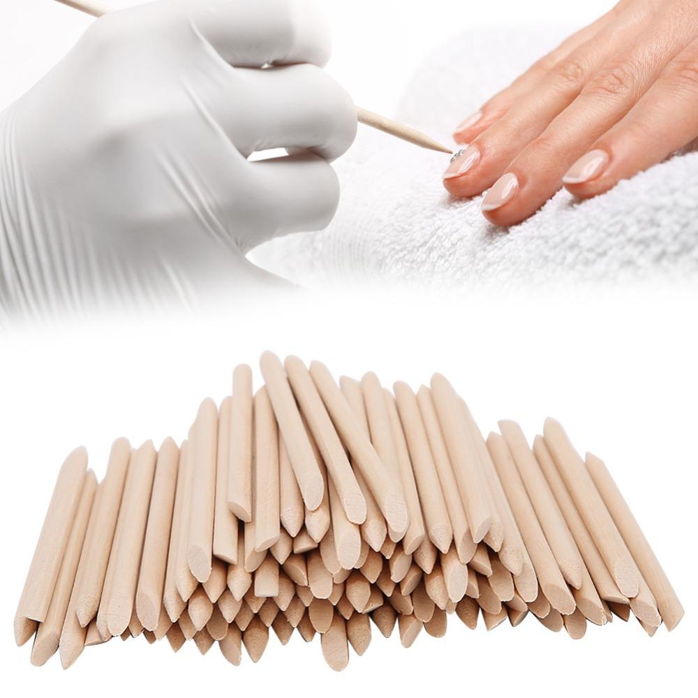 200pcs Double Heads Wooden Cuticle Pusher Wooden Stick Cuticle Remover Stick Manicure