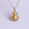 Chinese Style Gold Rotatable Gourd Pendant Necklace for Women, Long-Lasting Color Retention, Imitation Gold, Fu Lu Design