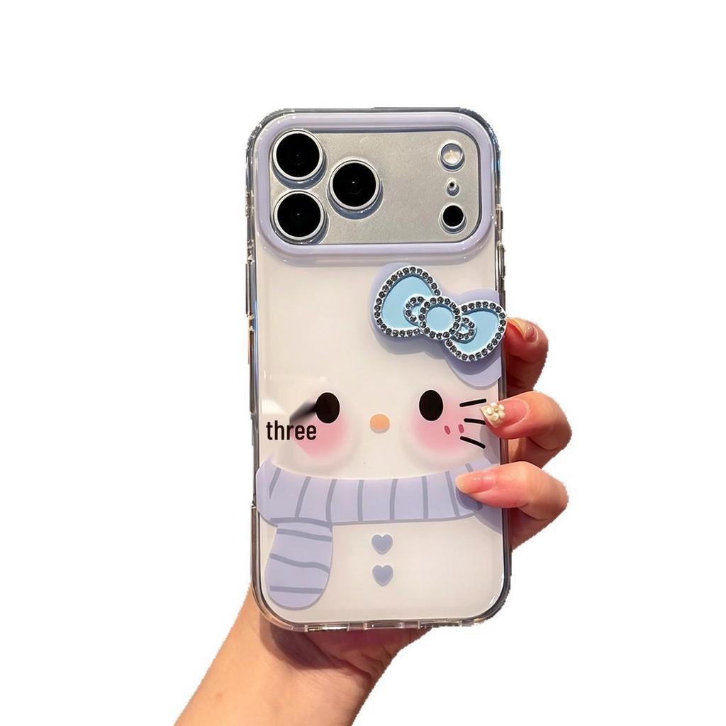 Hello Kitty 3D Bow Phone Case for Apple 17 Pro/Pro Max - Round Frame, Hard Shell