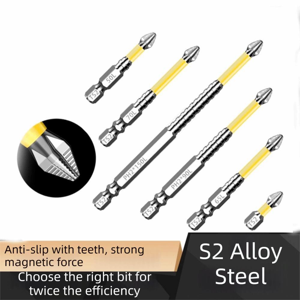 6Pcs Non-slip Cross Screwdriver Strong Magnetic Ph2 Screwdriver Bit Home Repair