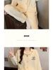 Women's Korean Style Thickened Cotton Pajama Set - Long Sleeve for Autumn/Winter, Simple Design, Home & Outdoor Wear.