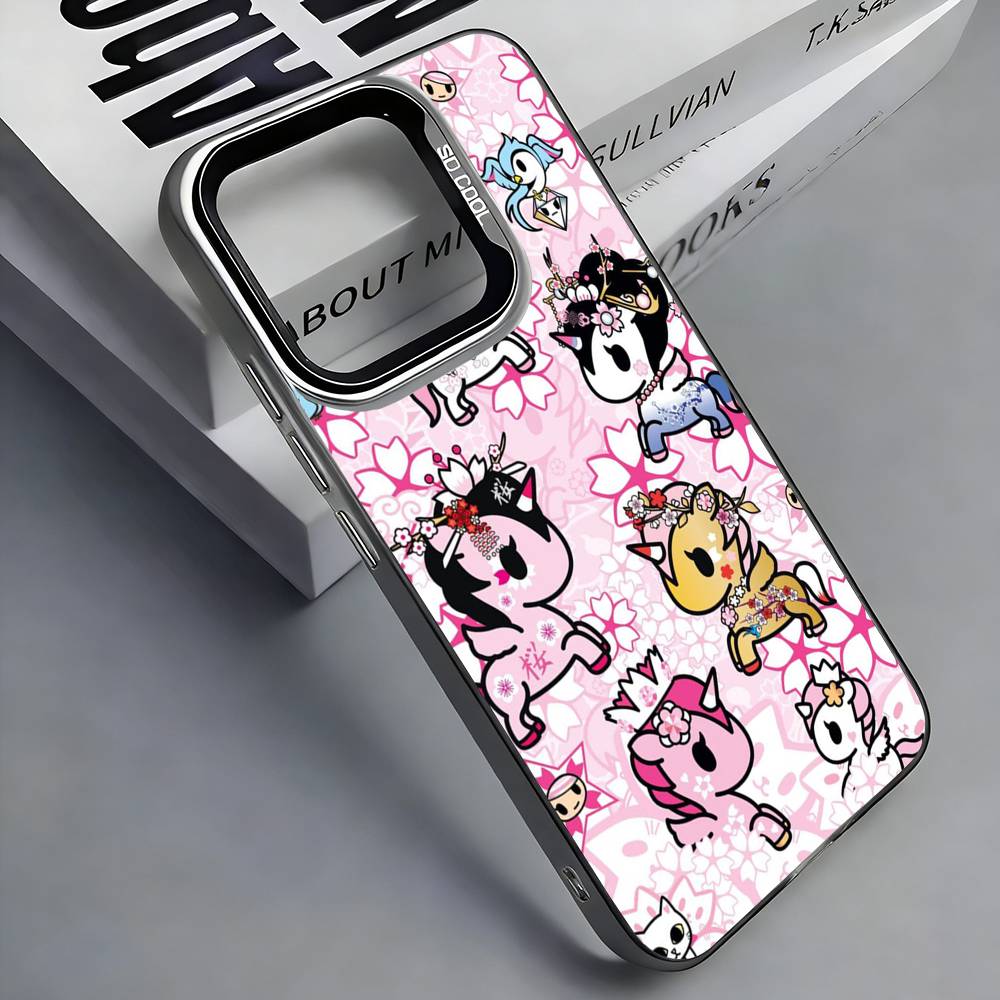Japan T-Tokidokis Phone Case For iPhone 17,16,15,14,13,12,11 Plus,Pro Max,Colored Silver Phone Case