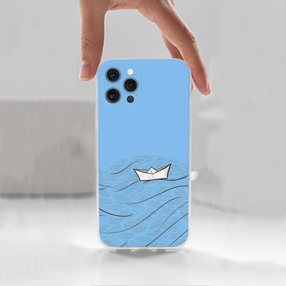 Sailing Boat Case For iPhone Max,14,16,X,13,XR,SE,12,15,Pro,17,Plus,11,XS,Mini Transparent Soft Cover