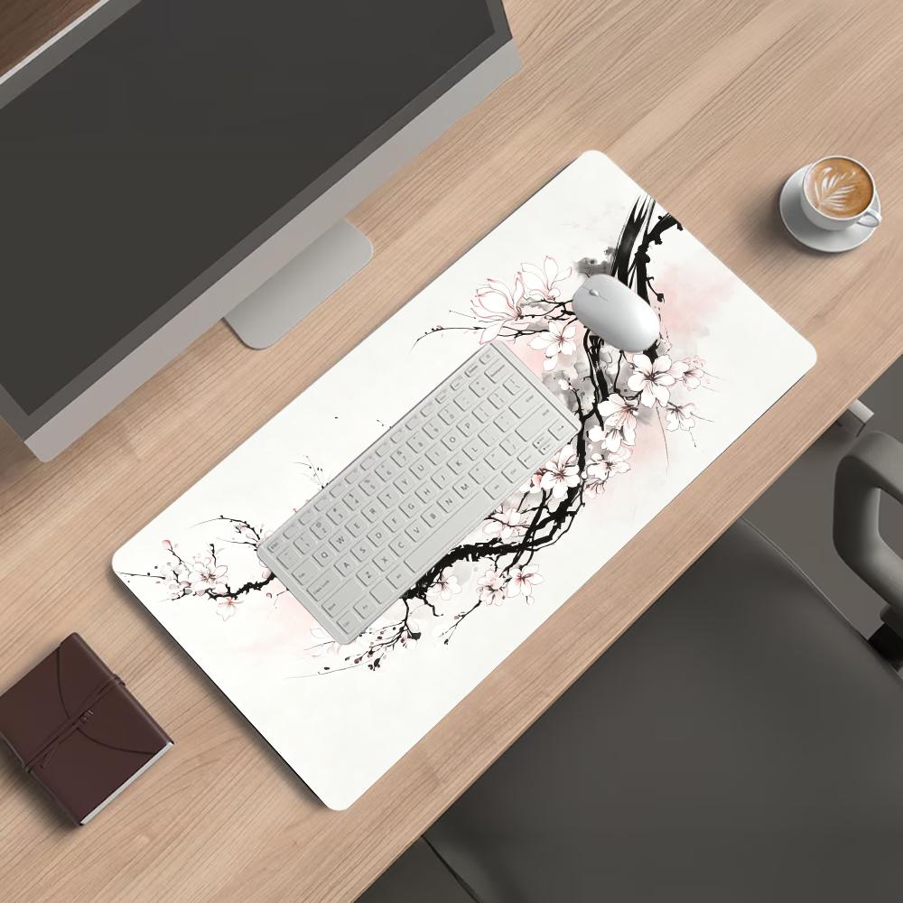 Ink Painting Floral Art Mousepad Speed Office Desk Accessories Gaming Mats Carpet Mouse Mat Desk Pad Computer Desk Decorating