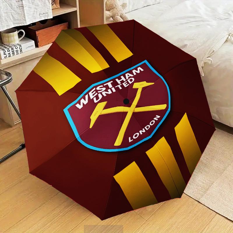 1PC West Ham United Pattern Printed Umbrella Folding umbrella, automatic umbrella 8-Frame for Travel, camping Fan gifts Christmas Gifts