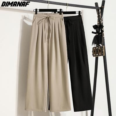DIMANAF 2023 pantaloni estivi pantaloni a vita alta da donna dritti pantaloni Basic larghi Casual pantaloni Casual femminili pantaloni 5XL