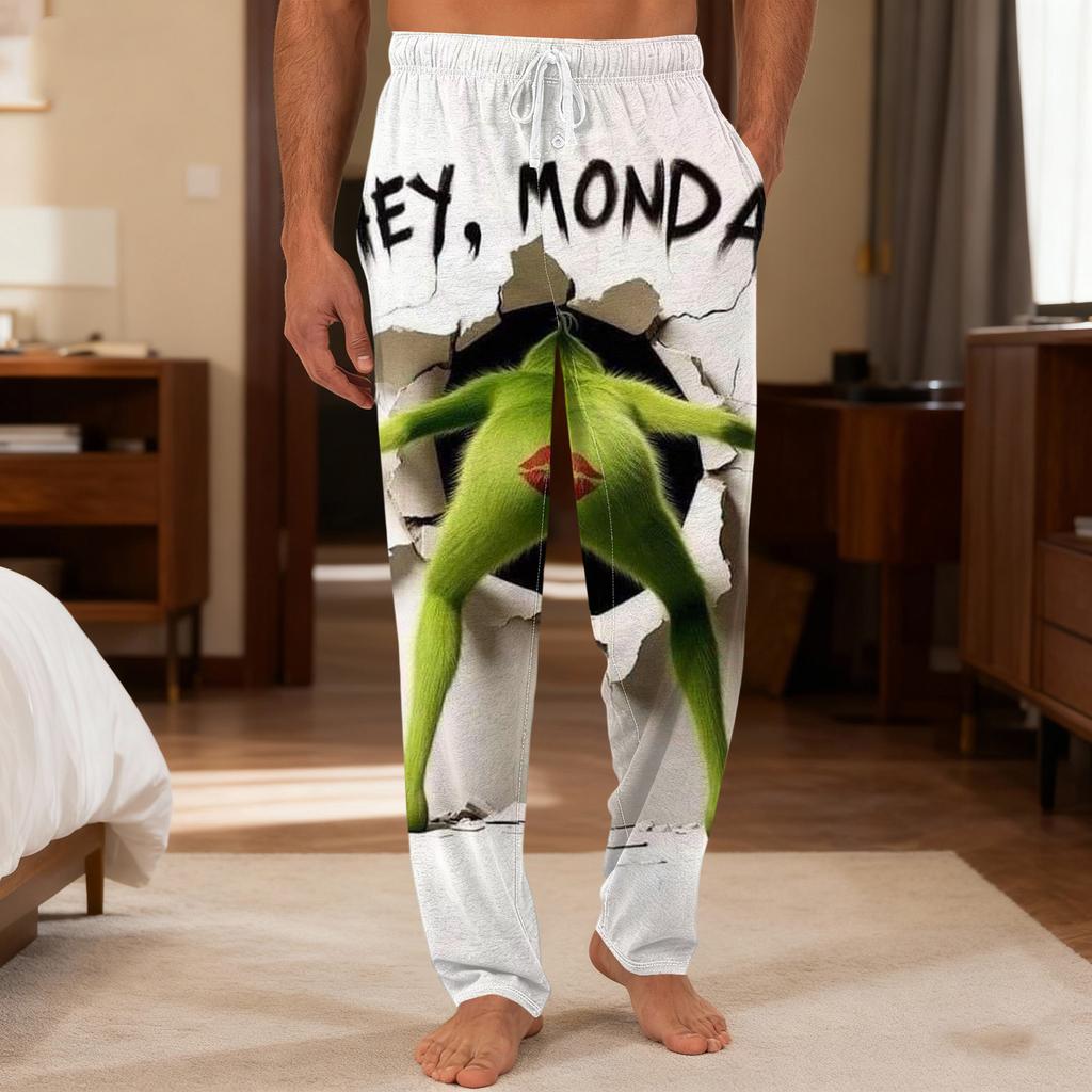 Men's Plain Knit Solid Pocket Casual Pants Home Pajama Pants