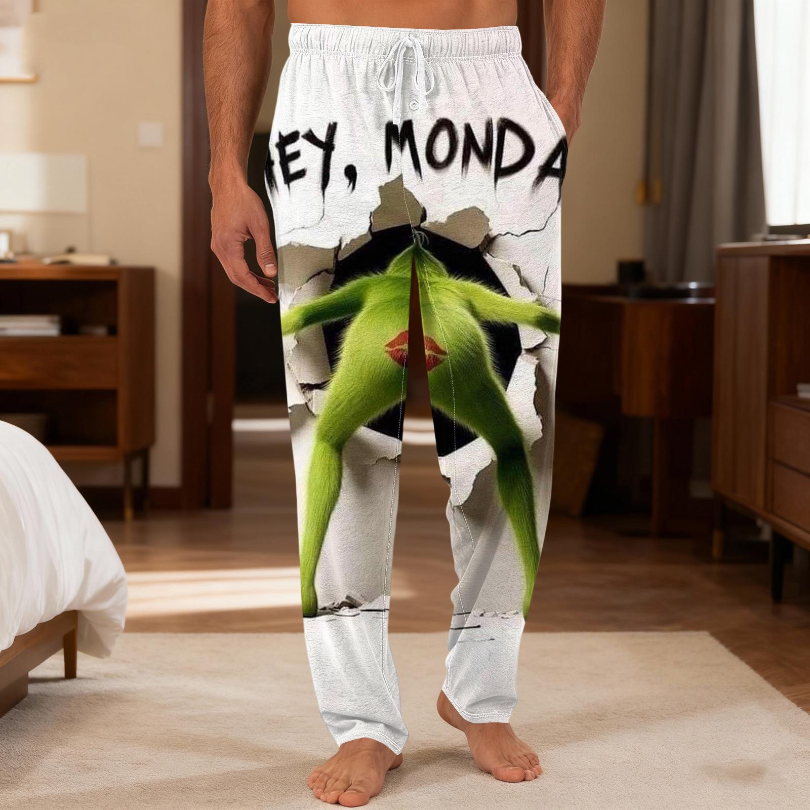 

Мужские повседневные брюки с однотонным вязанным узором и карманами для домашней пижамы XXXL белый