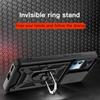 KEYSION Shockproof Case for Xiaomi 12T Pro 5G Push Pull Camera Protection Ring Stand Phone Cover for Redmi K50 Ultra
