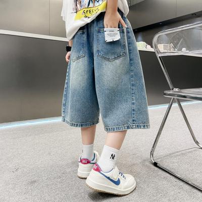Pantaloncini di jeans sottili estivi per ragazzi 2026: Pantaloni Corti Trendy Casual per Bambini di Taglia Media e Grande