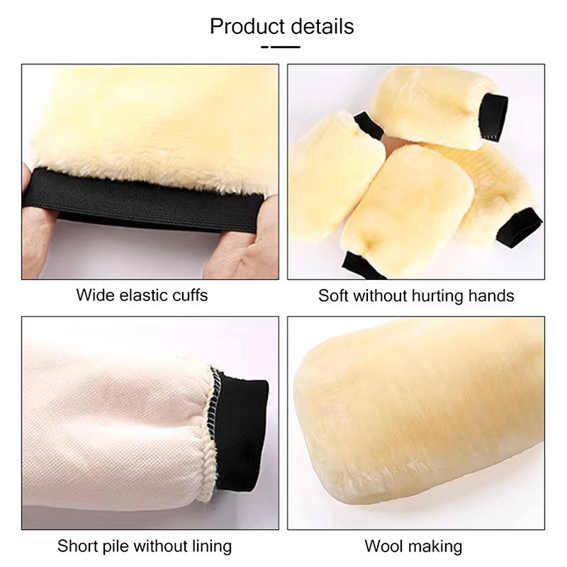 Auto Weicher Polierhandschuh Künstliche Wolle Autowaschhandschuhe Wasseraufnahme Mikrofaser Autowaschhandschuh Für Glas Kunststoff Leder