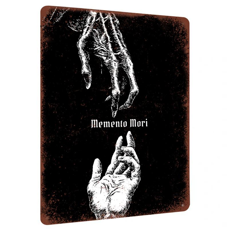 

Memento Mori Gothic Art Print Vintage Skeleton Hand Metal Wall Decor for Home Horror Decorations 20x30cm（7.8x11.8inch）