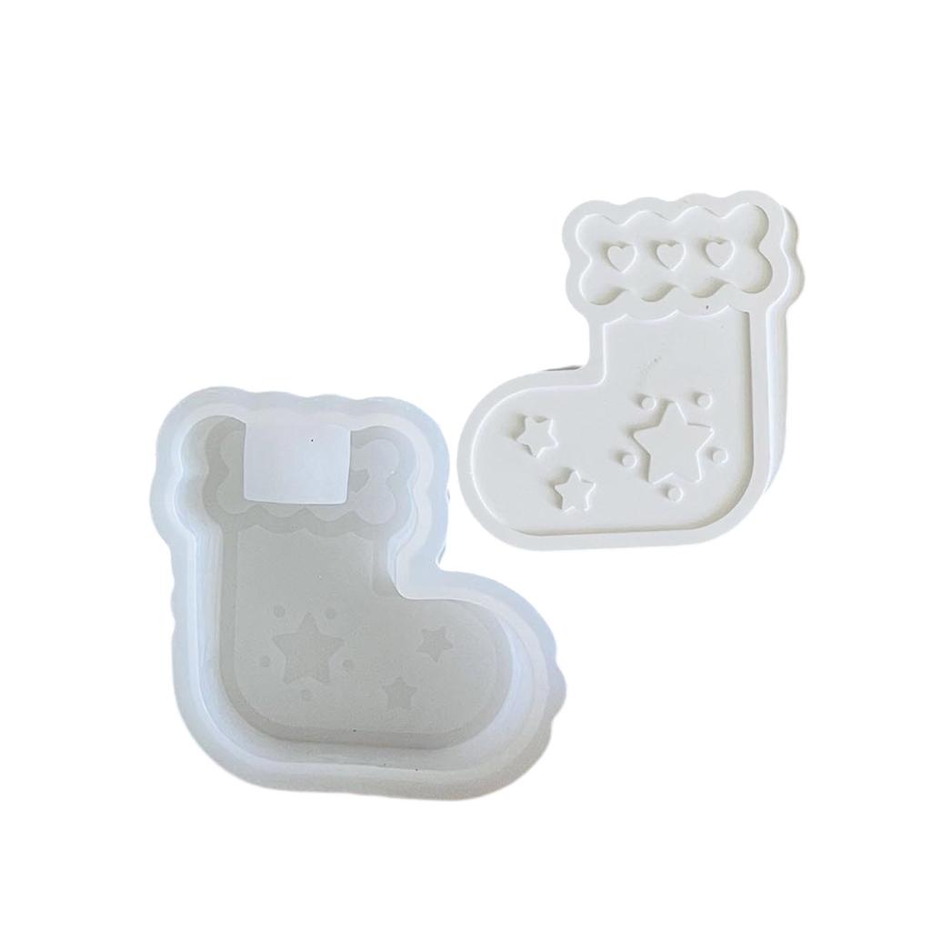 Christmas Stocking Silicone Candlestick Molds for Making Candle Holder Christmas Decoration Epoxy Resin Silicone Molds