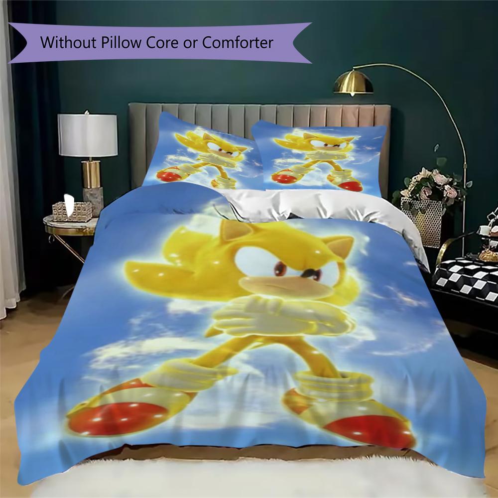 Neon City Sonic Threepiece Set Without Core 1 Duvet Cover 2 Pillowcase Without Core Bedding Set Christmas Birthday Gift