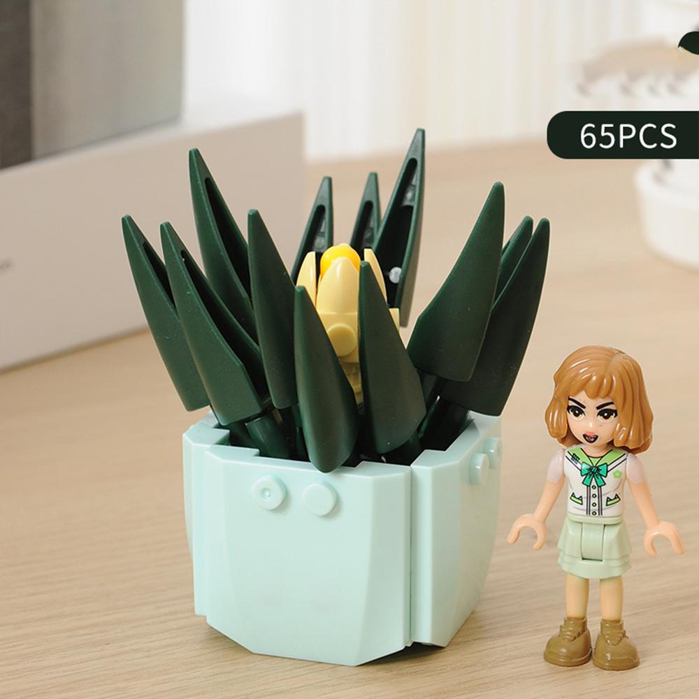 Flower Succulents Building Blocks Pomegranate Pink Gardens Romantic Bricks DIY Potted Plants Model Kids Kits Toys