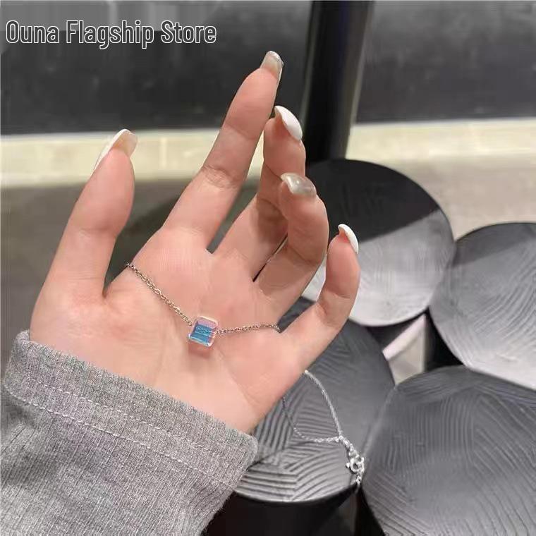 S925 Silver Autumn/Winter Square Zircon Luxury Clavicle Chain Women's Fashionable Korean Necklace