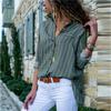 Women Autumn Striped Floral Long Sleeve Button V Neck T Shirt For Casual Chic
