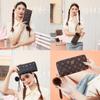 Portable Women Long Wallet Large Capacity PU Leather Zipper Coin Purse Long Clutch Bag Fluffy Ball and Printed Decoration
