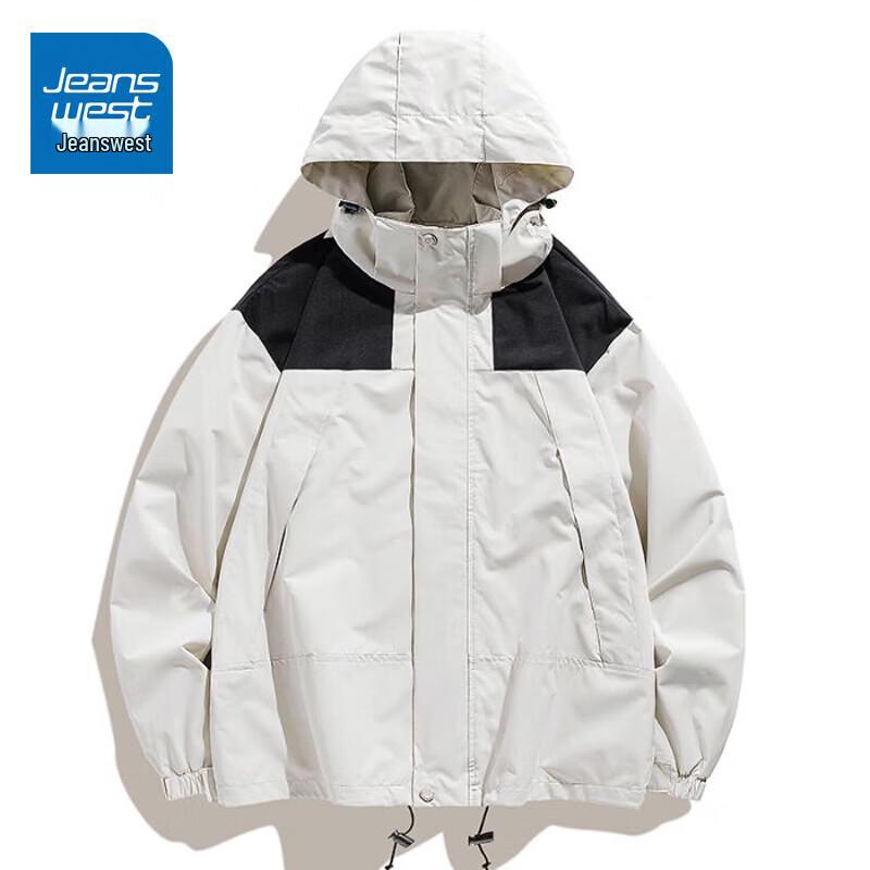 Jeanswest Unisex Color-Block Hooded Windbreaker Jacket