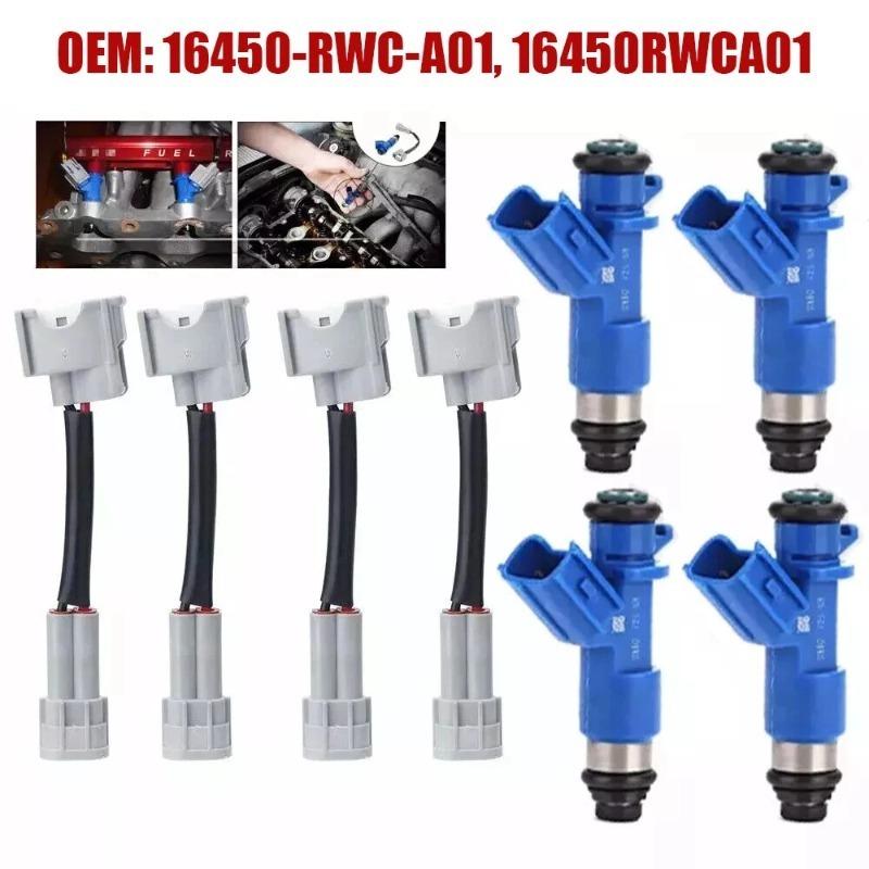

4PCS 16450-RWC-A01 410CC Fuel Injector With Plugs for Honda Civic Acura Integra RSX K20 K24 16450RWCA01 New