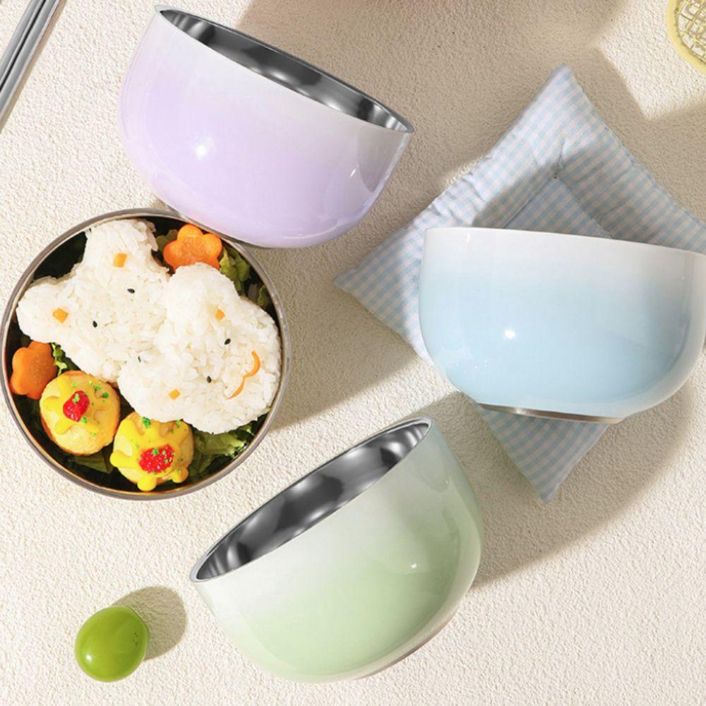 Heat-Resistant Candy-Colored Kids Rice Bowl 304 Stainless Steel Soup Bowl Home