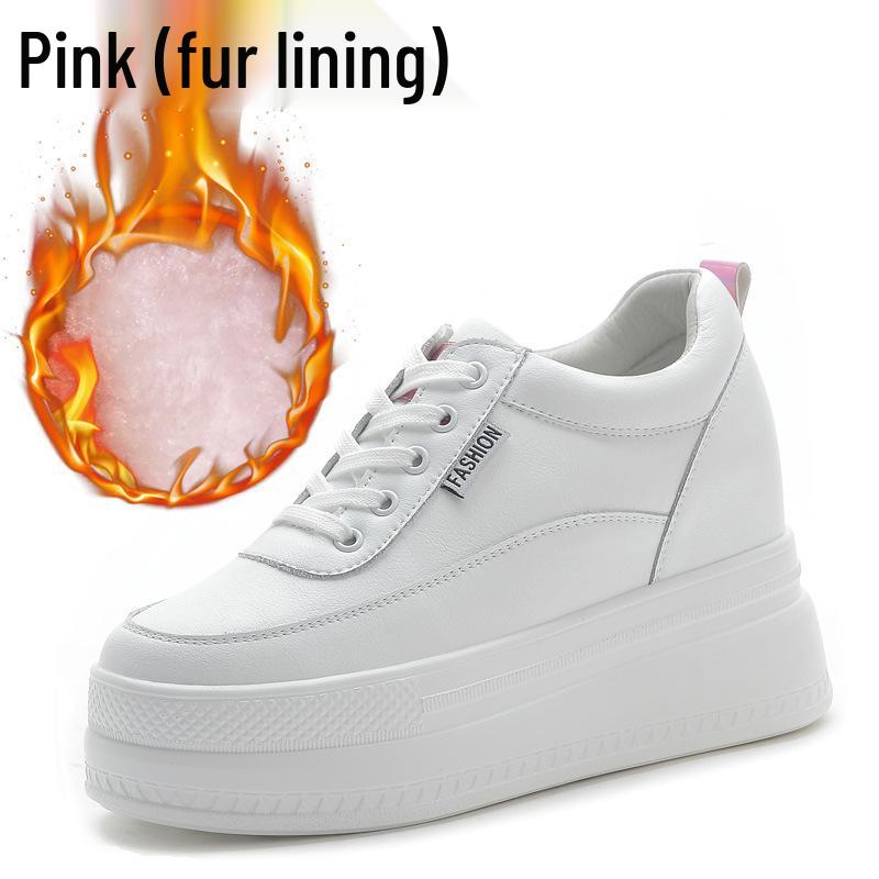 Trendige Plateau-Sneaker für Damen 2025: Atmungsaktives Mesh, Höhensteigerung, Lässiges Weiß.