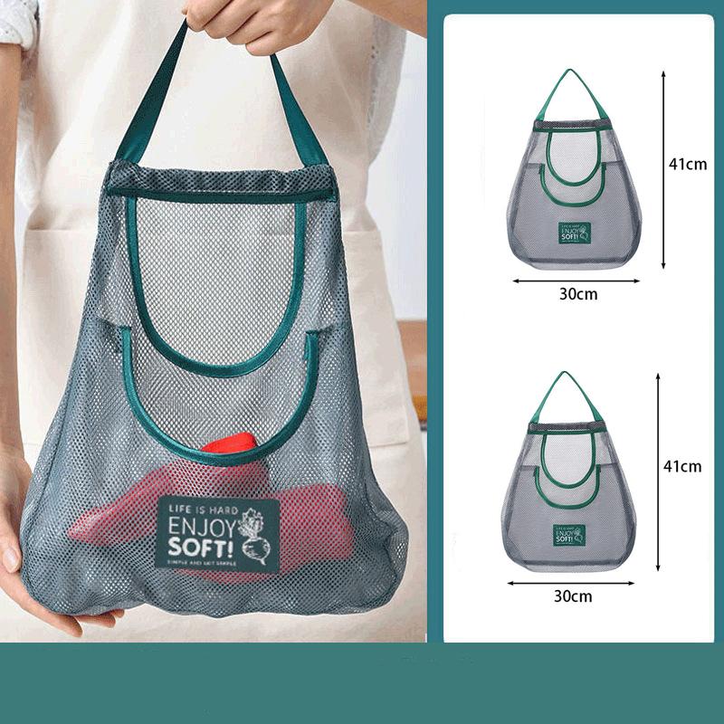 2pc Ventilated Mesh Storage Bags for Garlic, Potatoes, Onions - Durable Plastic Hanging Organizer for Kitchen & Pantry&bathroom, Non-Food Contact Safe