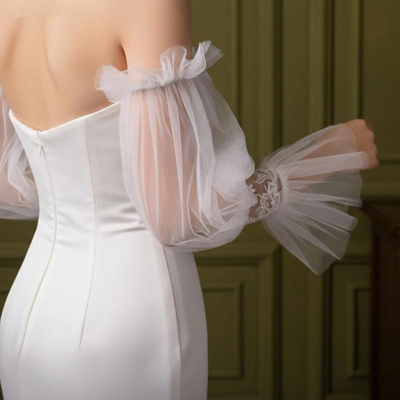 Delicate Sheer Bride Gloves With Open Finger Design Wedding Arm Sleeves For Bridal Accessories And Formal Occasion