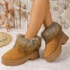 Fashion High Heel Platform Snow Boots Women Winter Fashion Gradient Furry Snow Boots Woman Slip On Non Slip Warm Plush Booties Ladies