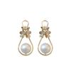 Silver Needle Zircon Flower Pearl Water Drop Pendant Earrings Light Luxury Fashion Earrings Women's Personality Earrings Design Sense Niche