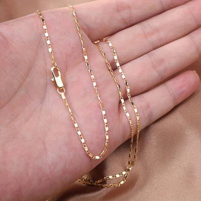 1 Stück Italienische 18K Gold Plated Punk-Kettenhalskette, 2mm Flachgliederkette für Männer & Frauen, Vatertagsgeschenk