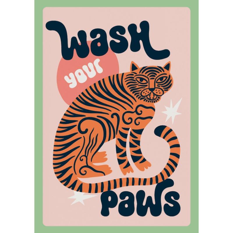 Tiger Wash Your Paws Crocodile Brush Your Teeth Bathroom Poster Fun Toilet Quote Canvas Printing Wall Art Funky Room Home Decor