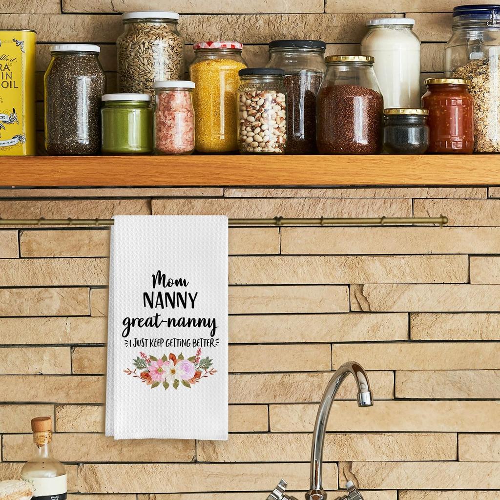 Great Nanny Grandma Gifts Kitchen Towels, Pregnancy Announcement for Grandma Nanny Dish Tea Towels, Gifts for Great Grandmother Decorative Hand Towel