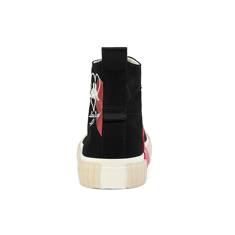 Kappa Heart Shoes Embroidered Print Trendy Comfortable Non-Slip Wear-Resistant Lightweight High-Top Canvas Shoes Unisex Sneaker Black KPCDFVS90C-990