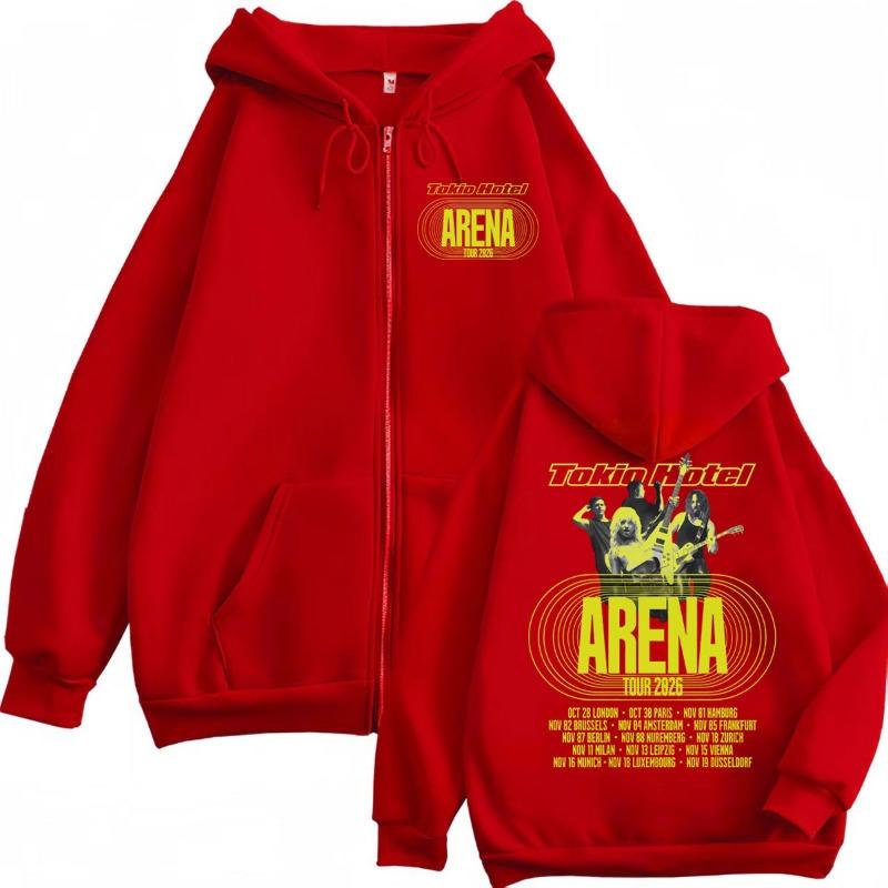 Tokio Hotel Arena Tour 2026 Zipper Hoodies Men Women Fashion Rock Zip Up Pullovers High Quality Fleece Long Sleeve Sweatshirts