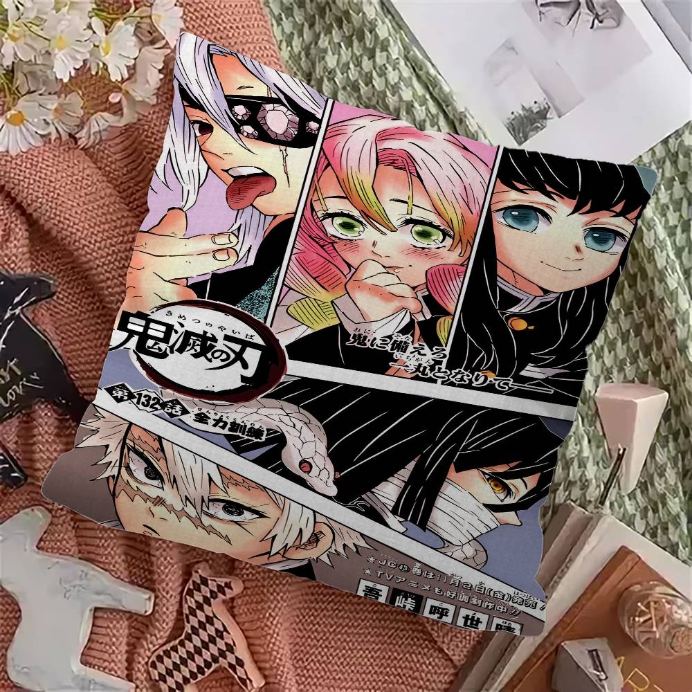 Demon Slayer Cushion Cover Inches Farmhouse Decor Home Throw Pillow Covers For Couch Decorations