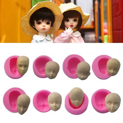 3D Baby Doll Face Silicone Molds Q Version Facial Mould DIY Doll Accessories Clay Head Sculpey Cake Decorating Handmade Tools