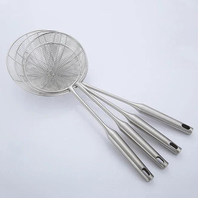 Stainless Steel Kitchen Strainer, Skimmer Ladle for Cooking & Frying, Wire Mesh Spoons with Long Handle