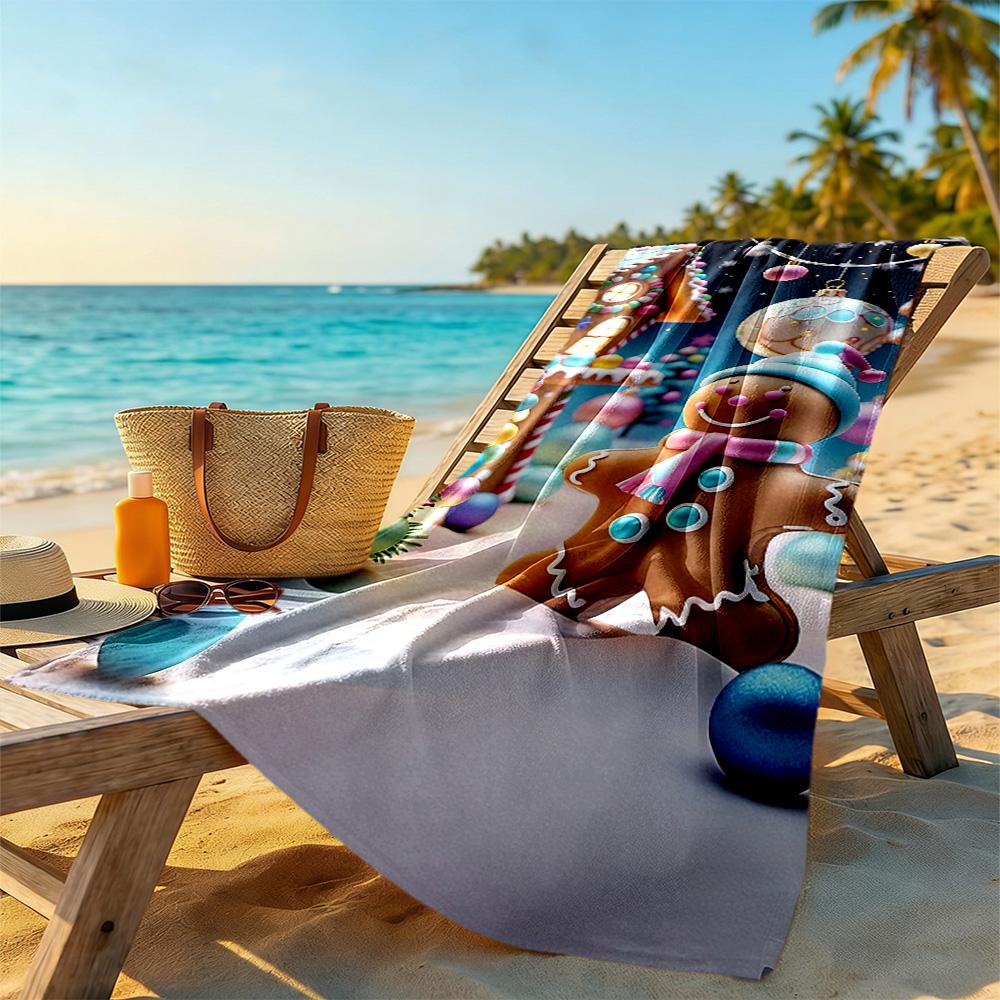 Christmas Beach Towel Quick-Dry Soft Microfiber Comfortable Lightweight Perfect for Traveling Yoga Camping and Swimming