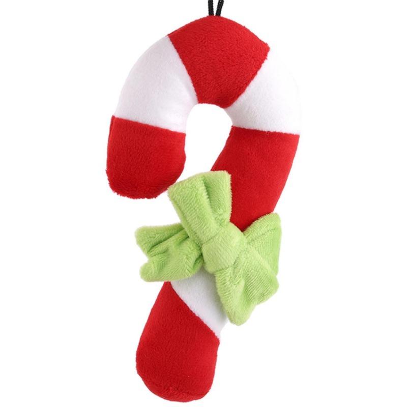Christmas Pet Dog Toy Candy Cane Crutch Shape Chew Bite Training Tool Teether Cane Cleaning Dog Interactive Toy Bite-resistant